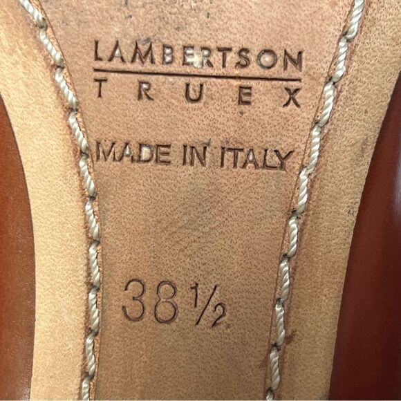 Lambertson Truex Women's Kitten Heel Pumps Caramel Brown Size 38 1/2" - Picture 7 of 8